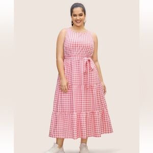 BloomChic Plus Size 2XL Gingham Elastic Waist Sleeveless Maxi Dress us18-20